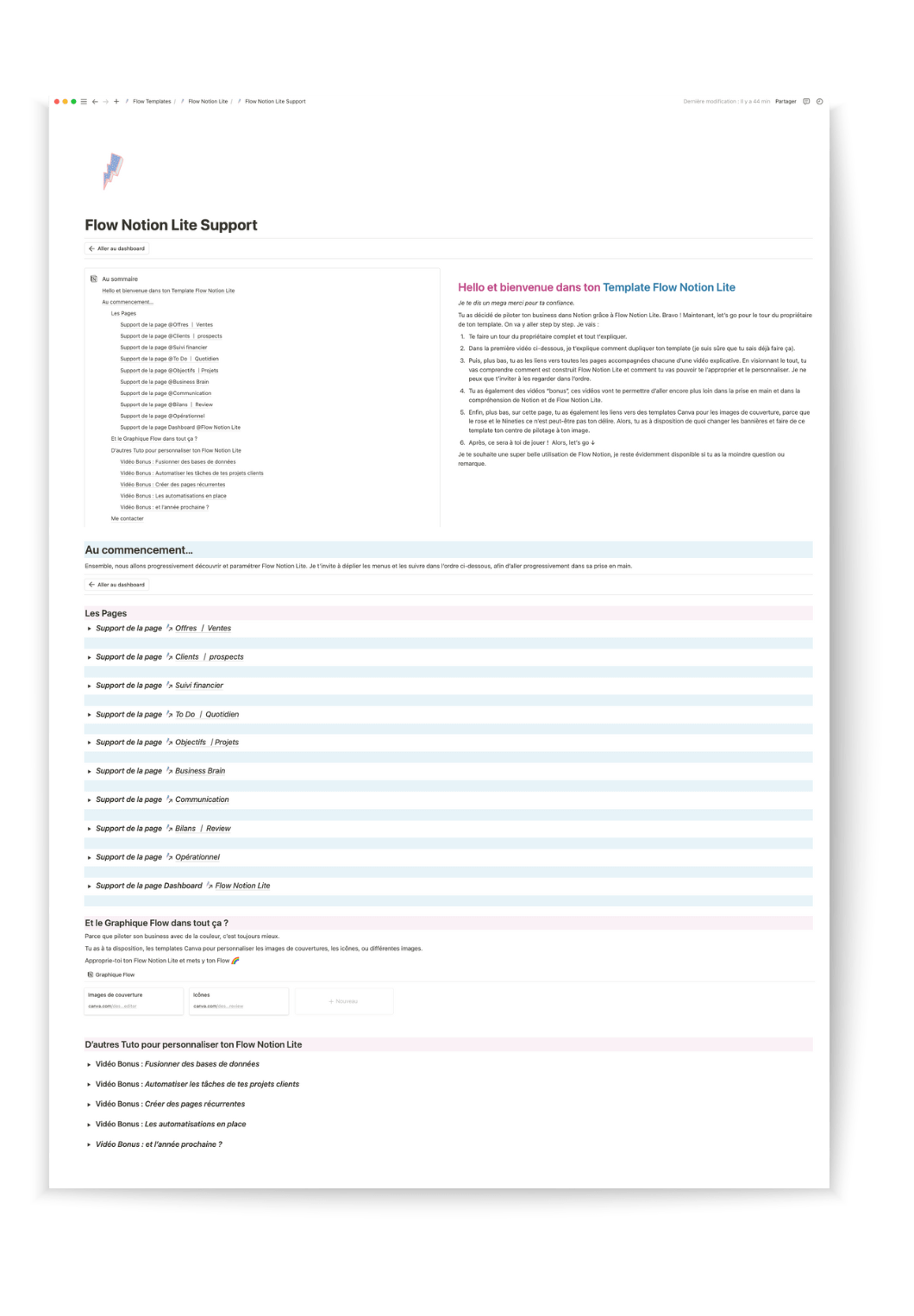 Page Support Flow Notion